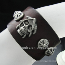 Fabrik-Preis-echtes Leder-Armband Heißes verkaufendes Schädel-Armband-einzigartiges Armband BGL-012 der Männer